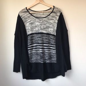 Black and white oversized knit sweater